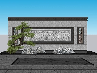 新中式中式景墙 照壁影壁 别墅景墙 中式景墙 新中式景墙 景墙