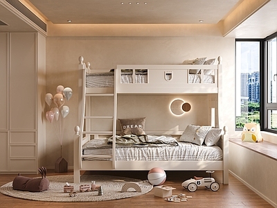 现代北欧上下床 双层床 实木床 上床下桌床 布艺床