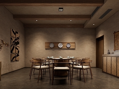 新中式复古包厢 新中式餐厅 新中式包间 餐厅包间 餐桌椅