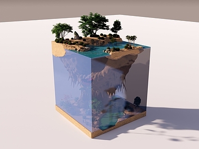 现代极简摆件组合 地层 海 地表 海心 绿植摆件