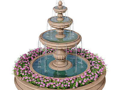 复古简欧喷泉 欧式喷泉 园林喷泉 公园喷泉 户外喷泉 花坛景观