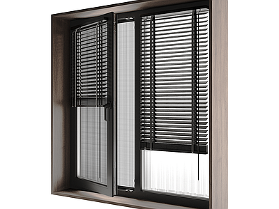 现代北欧平开窗 木平开窗 百叶窗 玻璃窗 木窗 推拉窗