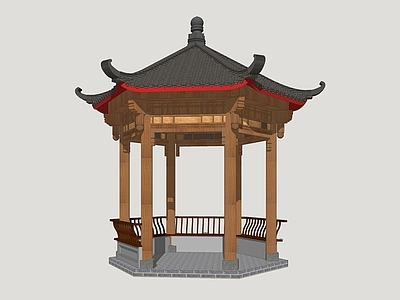 现代中式亭子 六角亭 乡村凉亭 园林景亭