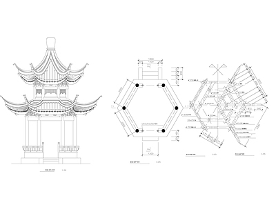 中式亭子图库 中式景观亭 中式八角亭 苏州园林 园林景观亭 施工图