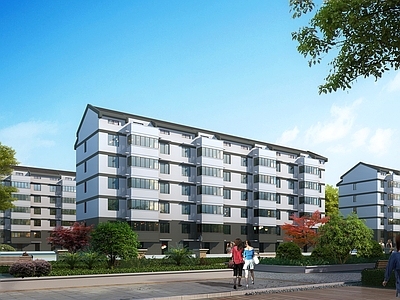 现代极简小区建筑 老旧小区 改造 多层 现代小区