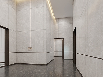 现代室内停车场 地下室电梯入口