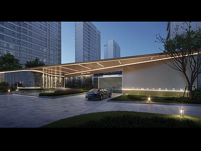 现代小区建筑 大门 示范区 现代 效果图