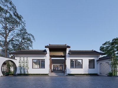 新中式四合院 新中式四合院 农村四合院 一层自建房 庭院景观