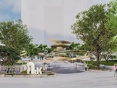 现代景观公园 儿童公园 古树