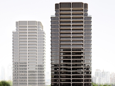 现代轻奢高层住宅 未来社区豪宅设计 城市中心豪宅设计 全景舱豪宅立面 轻奢高层住宅