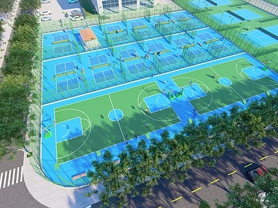 简约教育校园景观 校园体育场地