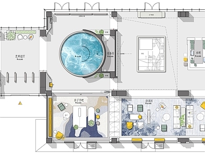 现代会所 售楼处平面 施工图