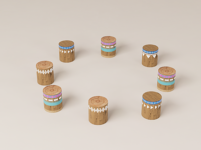 现代新中式其他摆件 木墩 民族图腾