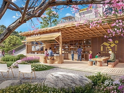 新中式现代其他景观小建筑 开放式厨房 户外驿站 户外厨房