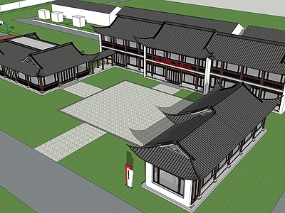 新中式中式古建筑 古建筑党群中心 党群服务中心 游客中心 社区服务中心