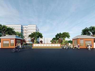 现代入口大门 学校入口大门 学校入口 校门景观