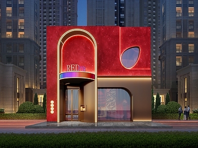 现代门头 红色门头 美容院门头 服装店门头 门头 火锅店门头