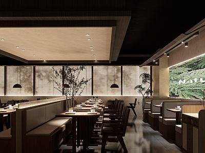 新中式侘寂中餐厅 网红火锅店烤肉店 网红打卡火锅店 山野风餐饮空间 诧寂风露营餐厅 餐厅卡座座椅