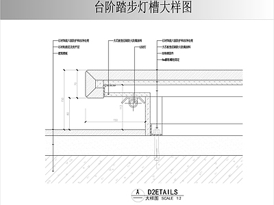 地台节点 台阶灯槽大样图 施工图