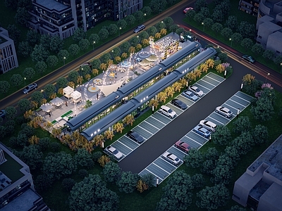 现代其他公共建筑 集装箱夜市 小吃街 火车头餐厅