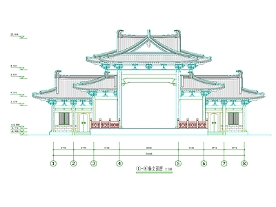 寺庙 寺庙百戏楼 寺庙大殿 仿唐戏台 仿唐门楼 施工图