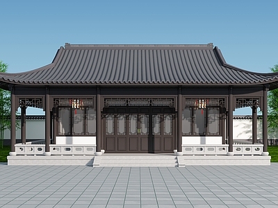 中式新中式古建筑 民宿 厢房 苏式建筑 屋檐 仿古建筑