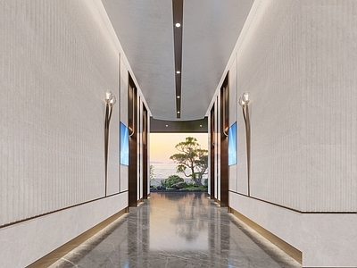 现代电梯间 电梯厅 酒店电梯间 售楼处电梯厅