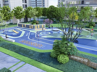 现代儿童游乐空间 儿童乐园 儿童活动区 亲子活动空间 沙坑滑梯 涂鸦墙