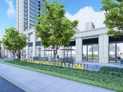 现代商业综合体景观 商业街 沿街绿化景观带 商业美陈 小区商业街