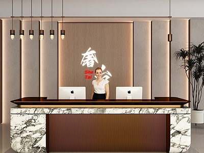 现代中式前台 民宿前台 酒店前台 酒吧前台 公司前台 服务台