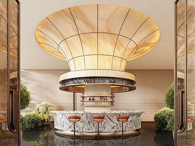 现代售楼处 现代酒店水吧台 现代售楼处水吧台 圆形水吧台