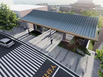 新中式小公建 入口大门 中式建筑 岗亭 博览园入口