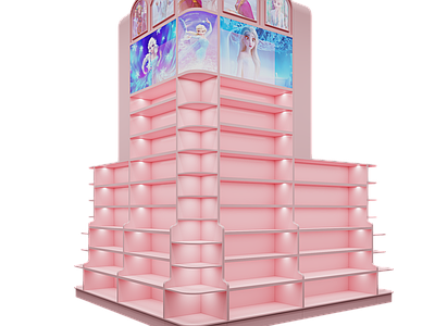 现代极简零食店 零食展柜 包柱展柜 卡通展柜