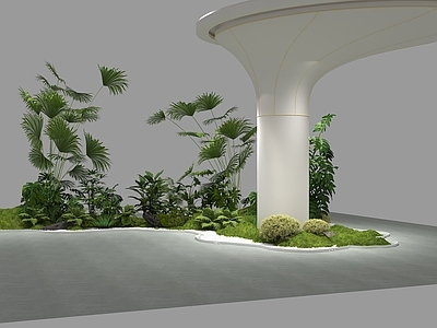 植物堆 绿植造景 商场柱绿植