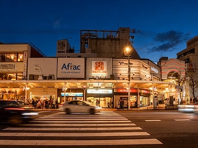 现代街道外景 现代商业街道外景 道路 街道夜景