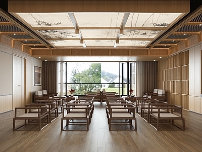 新中式教室 书法教室 美术教室 中式培训教室