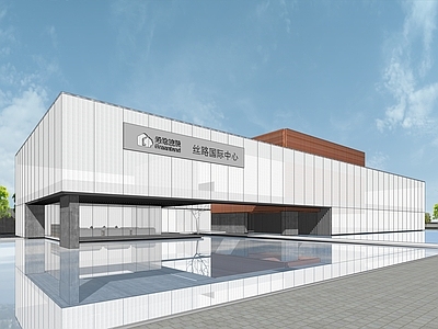 现代展览馆建筑 绿地国际丝路中心 现代展览馆 静水面景观