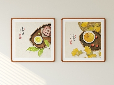新中式原木挂画 水墨挂画 书房挂画 茶室挂画