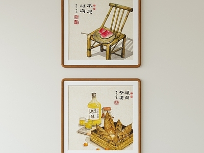 新中式原木挂画 书房挂画 茶室挂画 水墨挂画