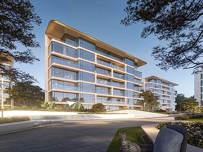 现代轻奢多层住宅 现代风格洋房 流线型洋房造型 流体建筑造型 多层住宅 横向线条洋房
