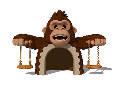 现代秋千 猩猩秋千装置 动物形象艺术装置 儿童活动区装置 网红互动打卡装置 景观互动雕塑小品