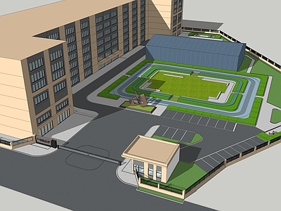 现代简约办公园区景观 产业园景观 工厂景观 工厂入口大门 现代景观