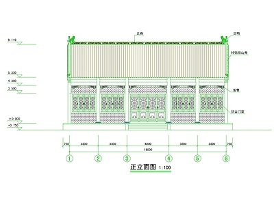 寺庙 仿古水陆殿 五门殿 单檐五门殿 施工图