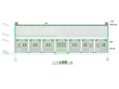 寺庙 仿古斋堂 仿古七门殿 厢房 七门厢房 施工图