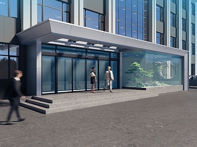 现代办公楼 现代办公楼门头 企业门头入口 企业入口装饰