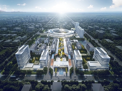 现代新中式其他公共建筑 大学 圆形 新中式 现代 大型公建