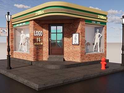 美式现代其他商业建筑 街角店铺 复古美式