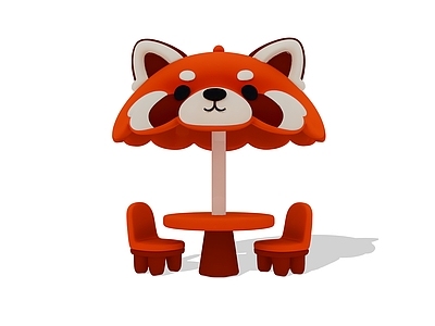 现代遮阳伞 小熊猫遮阳伞 商业外摆座椅 动物形象景观廊架 艺术装置 网红互动打卡装置