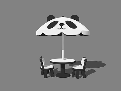 现代遮阳伞 熊猫遮阳伞 商业外摆座椅 动物形象景观廊架 网红互动打卡装置 动物形象艺术装置