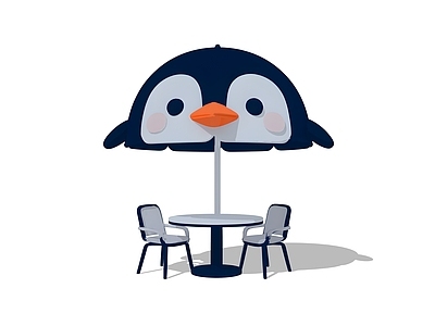 现代遮阳伞 企鹅遮阳伞 商业外摆座椅 动物形象景观廊架 网红互动打卡装置 动物形象艺术装置